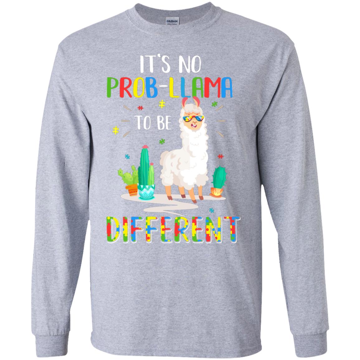 No Prob Llama To Be Different Llama Autism Awareness Gift T-Shirt & Hoodie | Teecentury.com