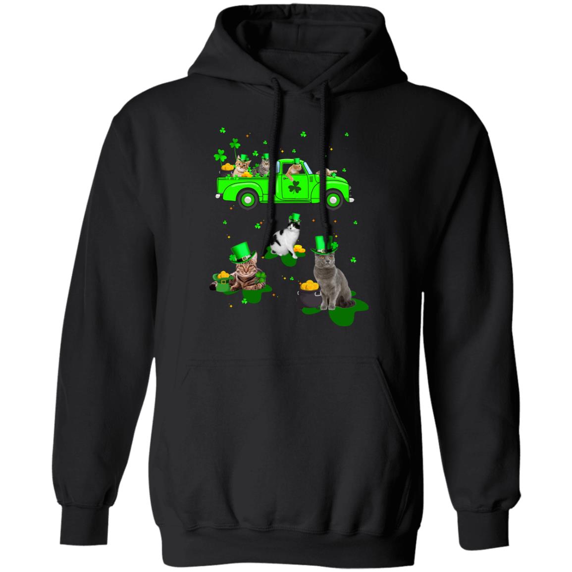 Leprechaun Driving Green Truck Cat St Patricks Day Gift T-Shirt & Hoodie | Teecentury.com