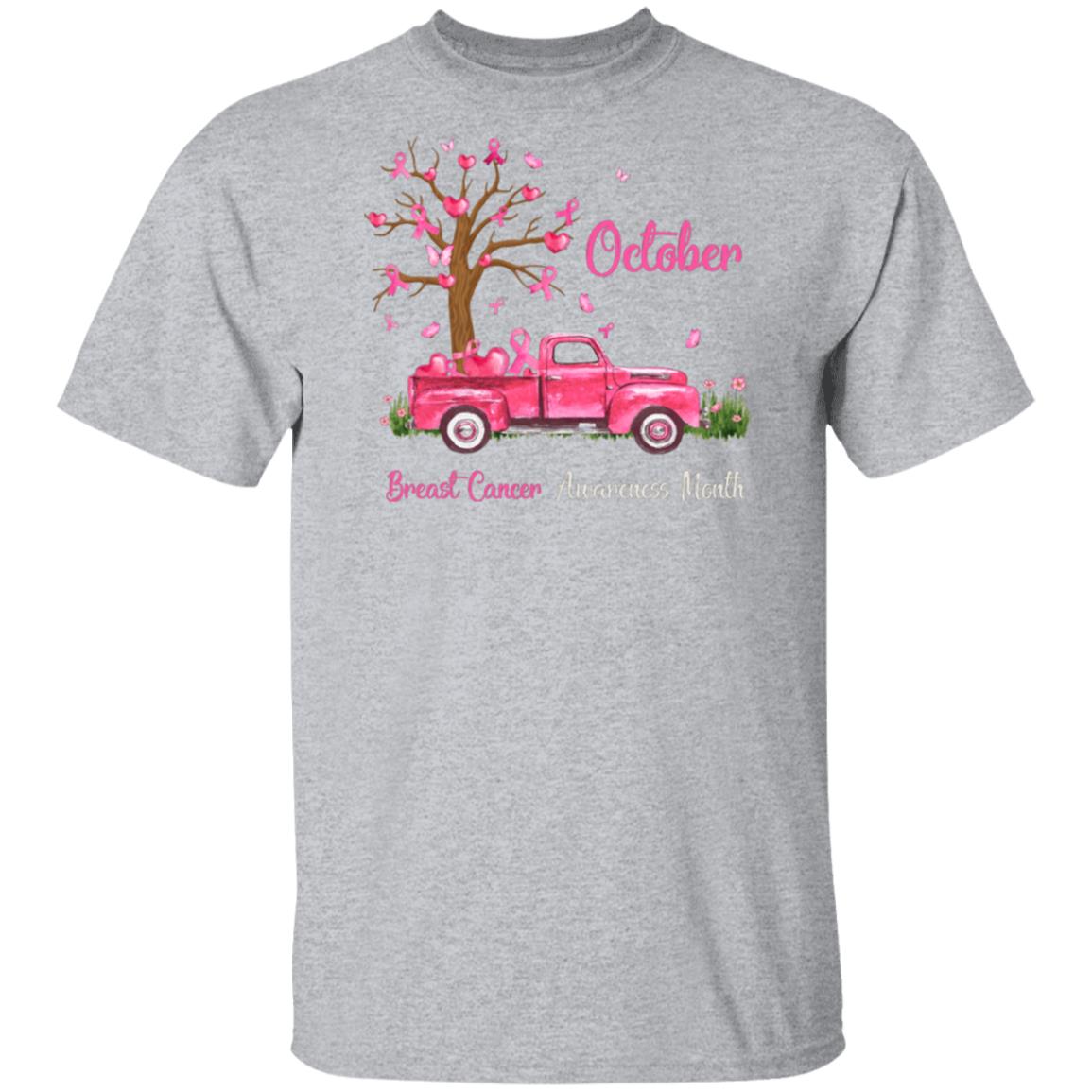 Pink Truck Pumpkin October Breast Cancer Awareness Month T-Shirt Pink Truck Pumpkin October Breast Cancer Awareness Month T-Shirt