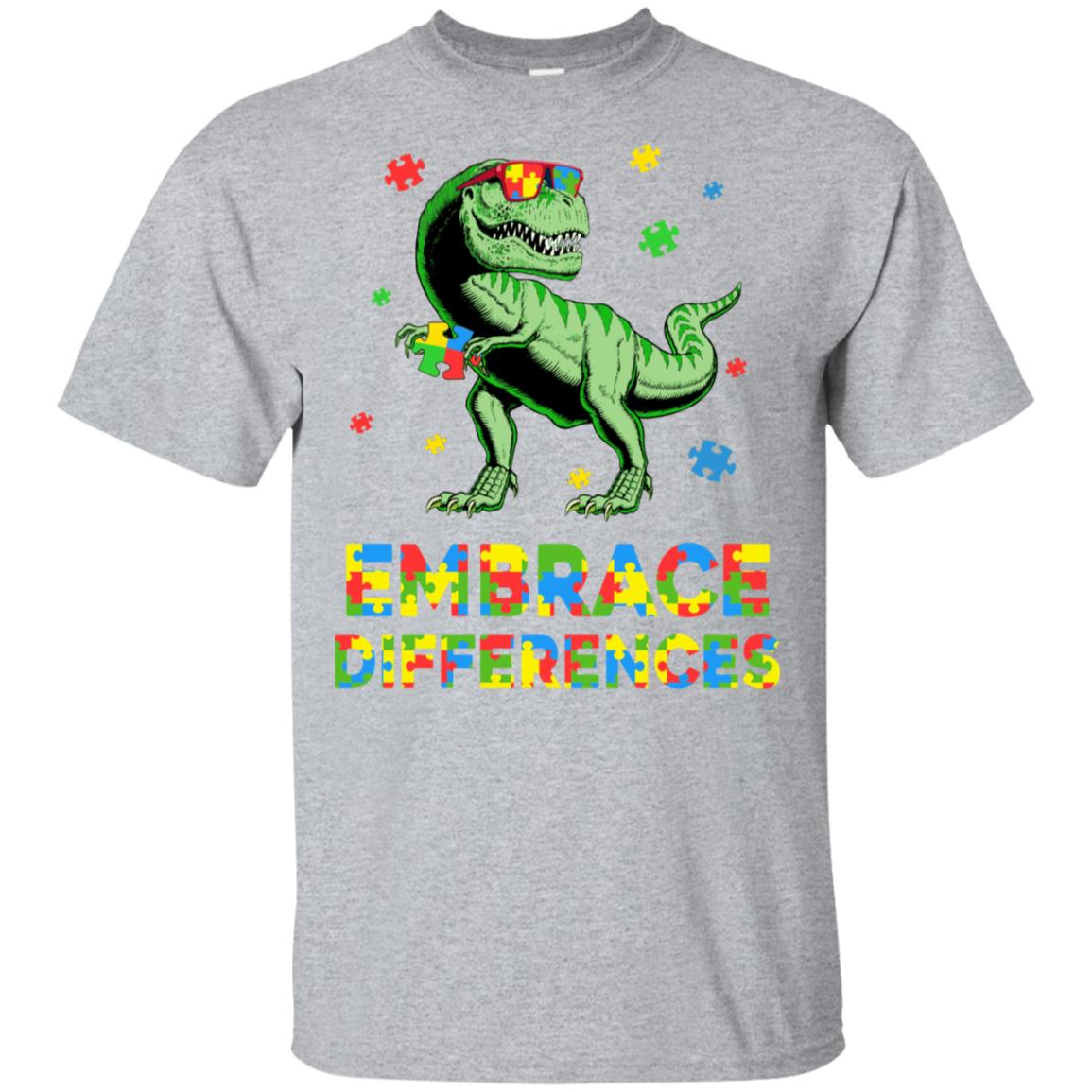 Dinosaur Puzzle Autism Awareness Embrace Differences T-Shirt & Hoodie | Teecentury.com