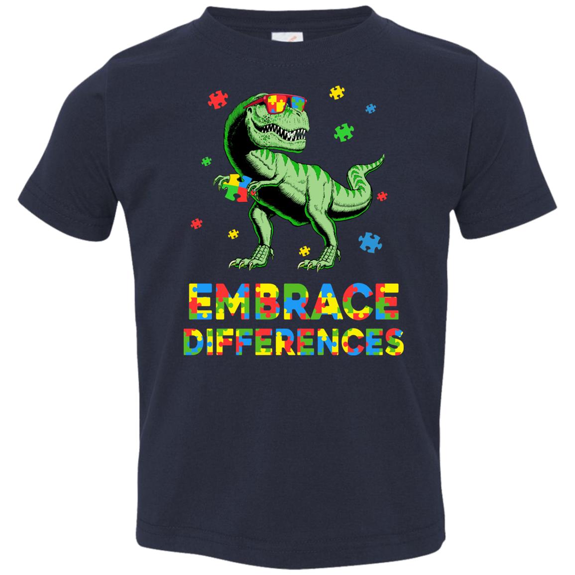 Dinosaur Puzzle Autism Awareness Embrace Differences Youth Youth Shirt | Teecentury.com