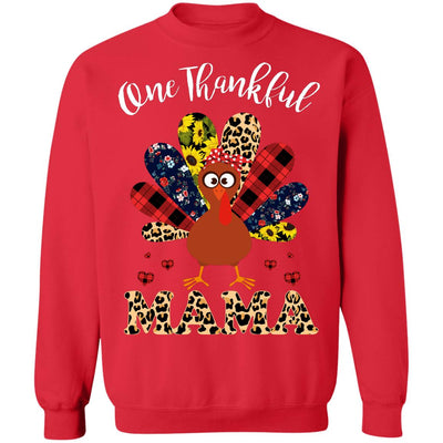 One Thankful Mama Leopard Turkey Thanksgiving Gift T-Shirt & Sweatshirt | Teecentury.com