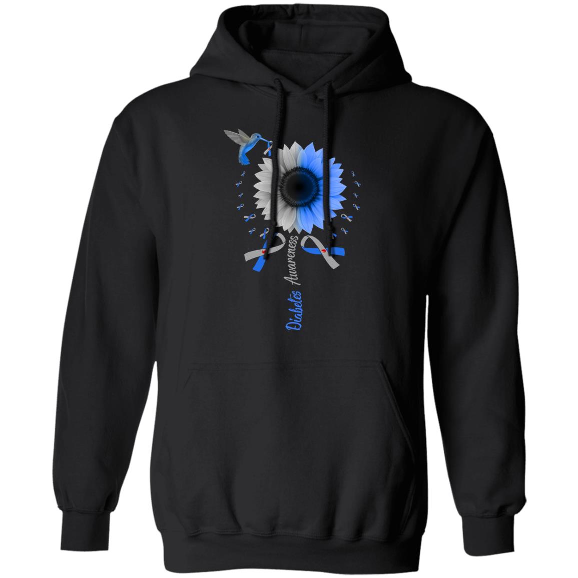 Hummingbird Sunflower Blue Gray Ribbon Diabetes Awareness T-Shirt & Hoodie | Teecentury.com