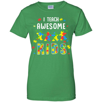 I Teach Awesome Kids Autism Awareness Puzzle Teacher T-Shirt & Hoodie | Teecentury.com