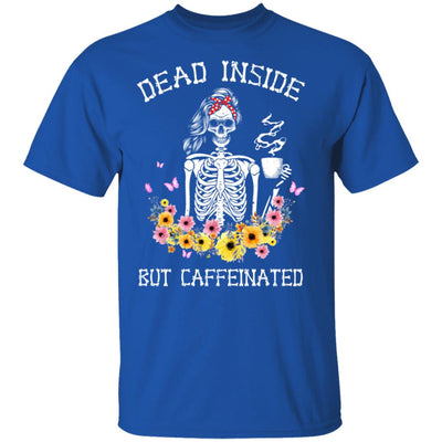 Dead Inside But Caffeinated Skeleton Flower Vintage T-Shirt & Hoodie | Teecentury.com