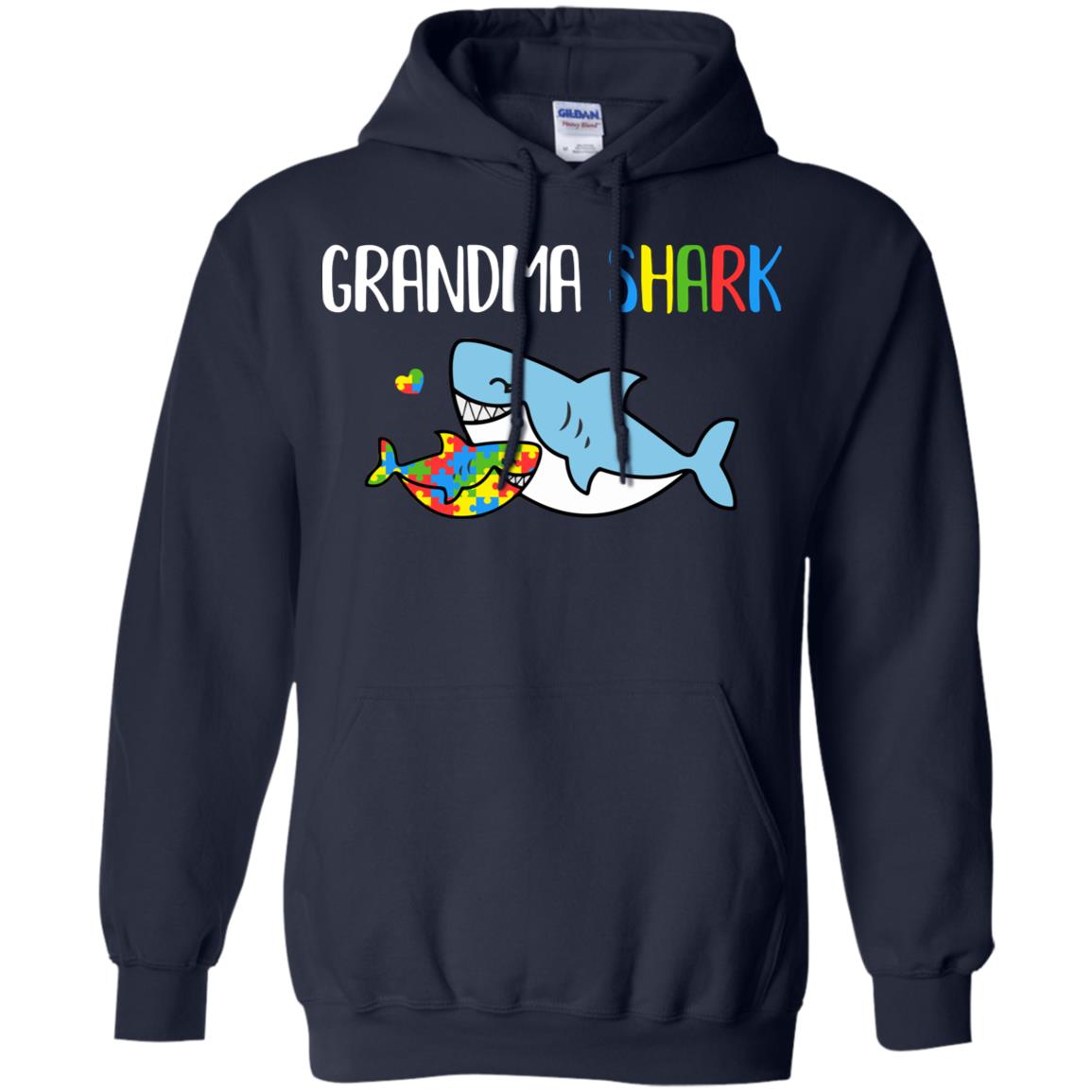 Grandma Shark Support Autism Awareness For Grandchild T-Shirt & Hoodie | Teecentury.com