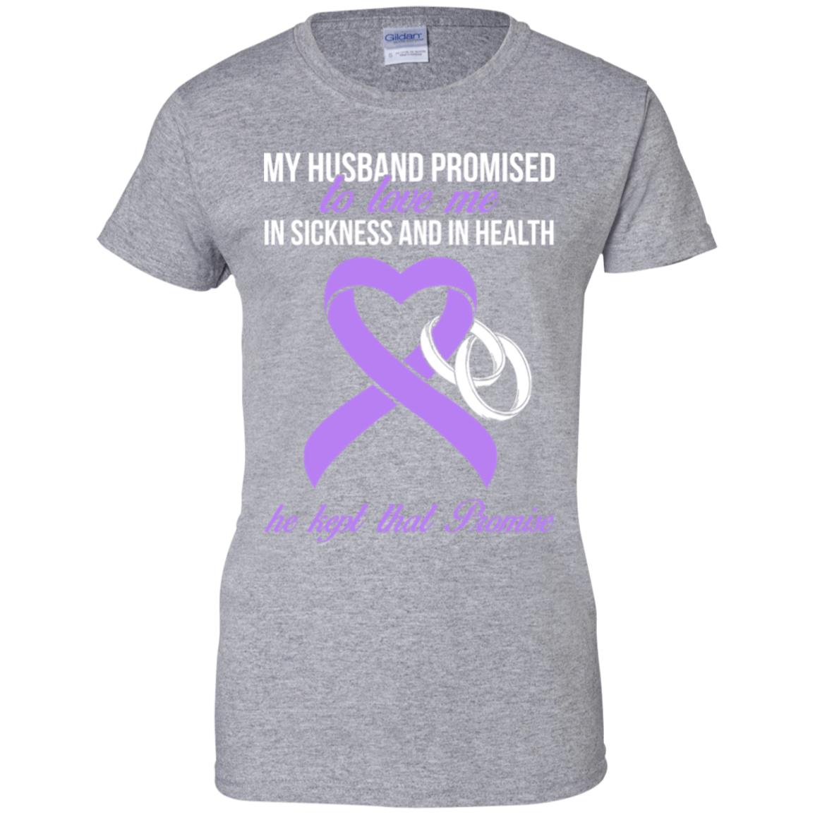 My Husband Promises To Love Me In Sickness Lavender Ribbon T-Shirt & Tank Top | Teecentury.com