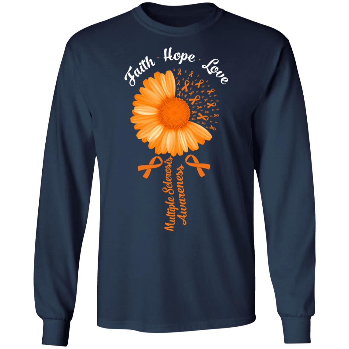 Faith Hope Love Orange Multiple Sclerosis Awareness T-Shirt & Hoodie | Teecentury.com