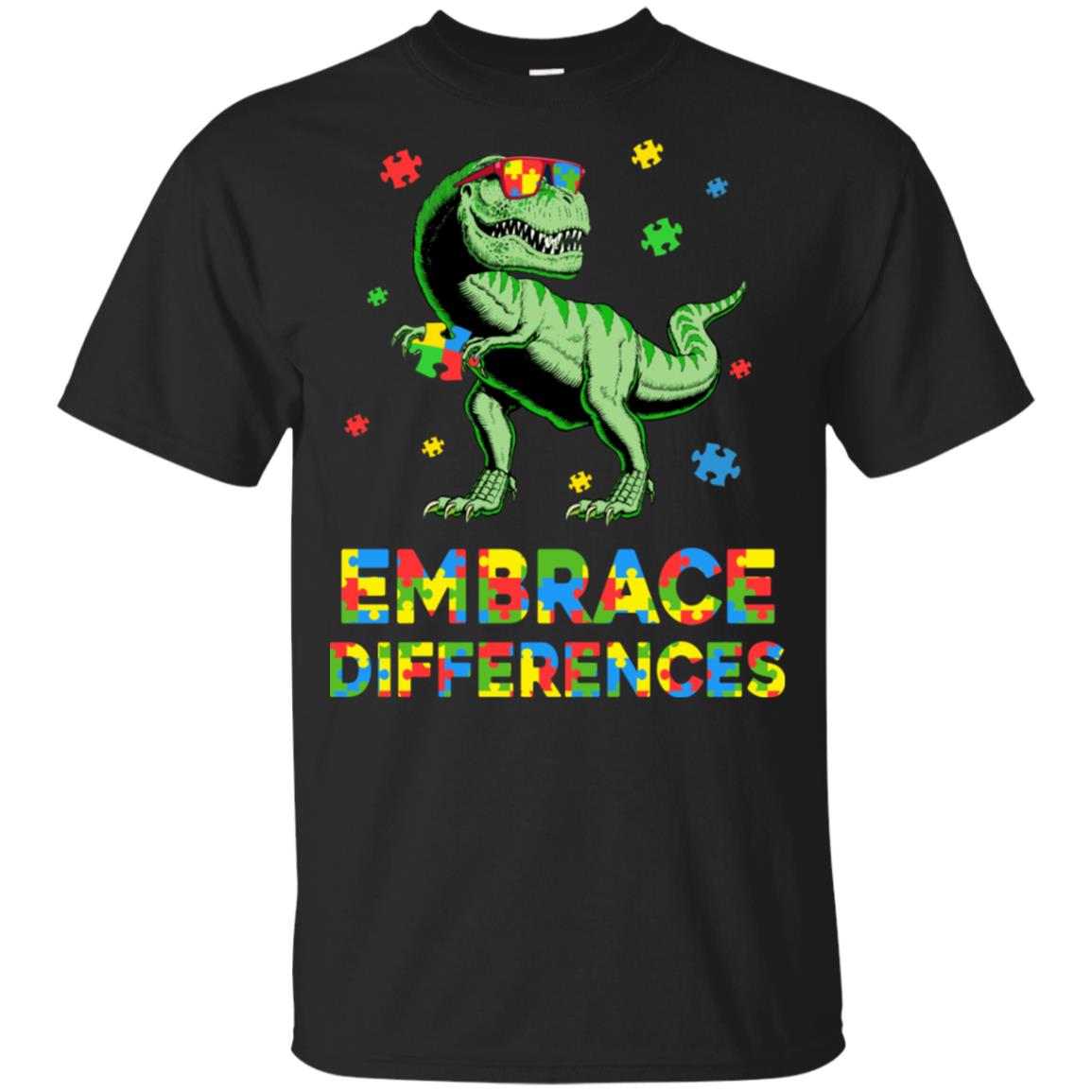 Dinosaur Puzzle Autism Awareness Embrace Differences Youth Youth Shirt | Teecentury.com