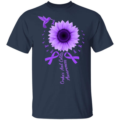 Hummingbird Sunflower Purple Crohn's And Colitis Awareness T-Shirt & Hoodie | Teecentury.com