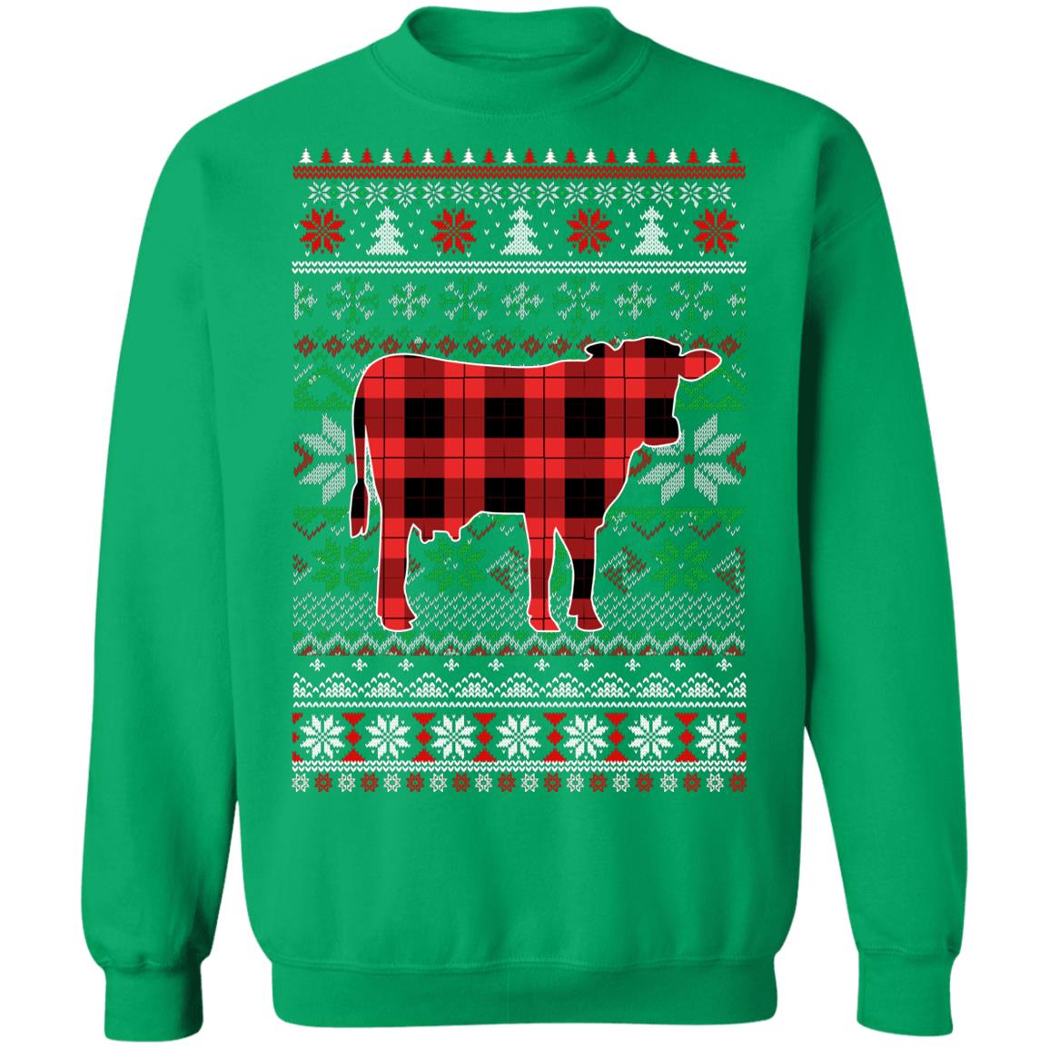 Cow Red Plaid Ugly Christmas Sweater Funny Gifts T-Shirt & Sweatshirt | Teecentury.com