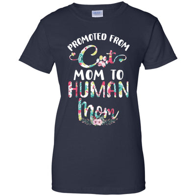 Floral Promoted From Cat Mom To Human Mom Gift T-Shirt & Tank Top | Teecentury.com