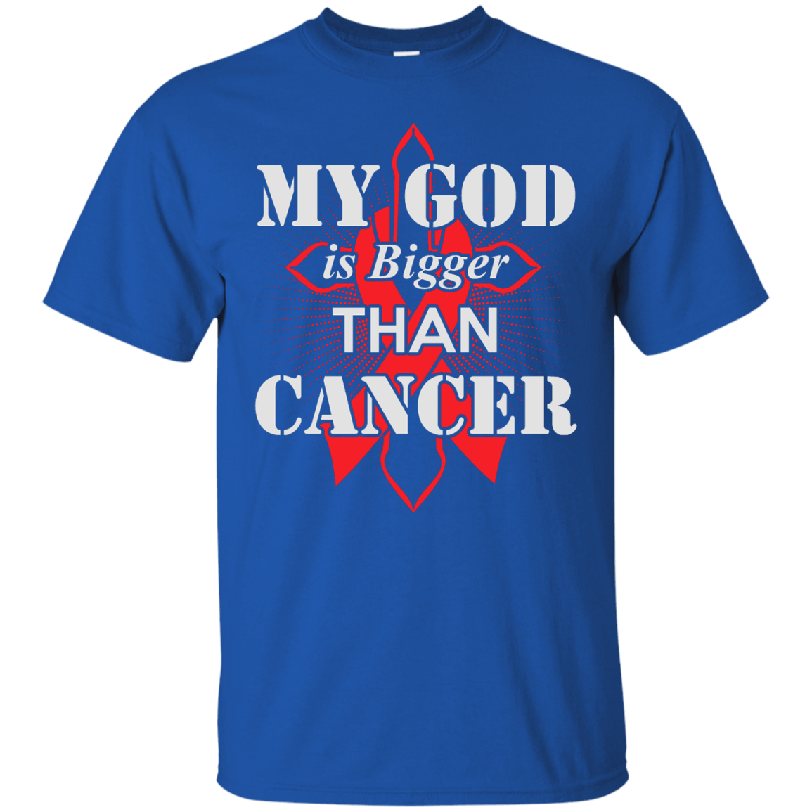 My God Is Bigger Than Cancer Red Awareness Ribbon T-Shirt & Hoodie | Teecentury.com