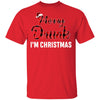 Red Plaid Xmas Drinking Wine Merry Drunk I'm Christmas T-Shirt & Sweatshirt | Teecentury.com