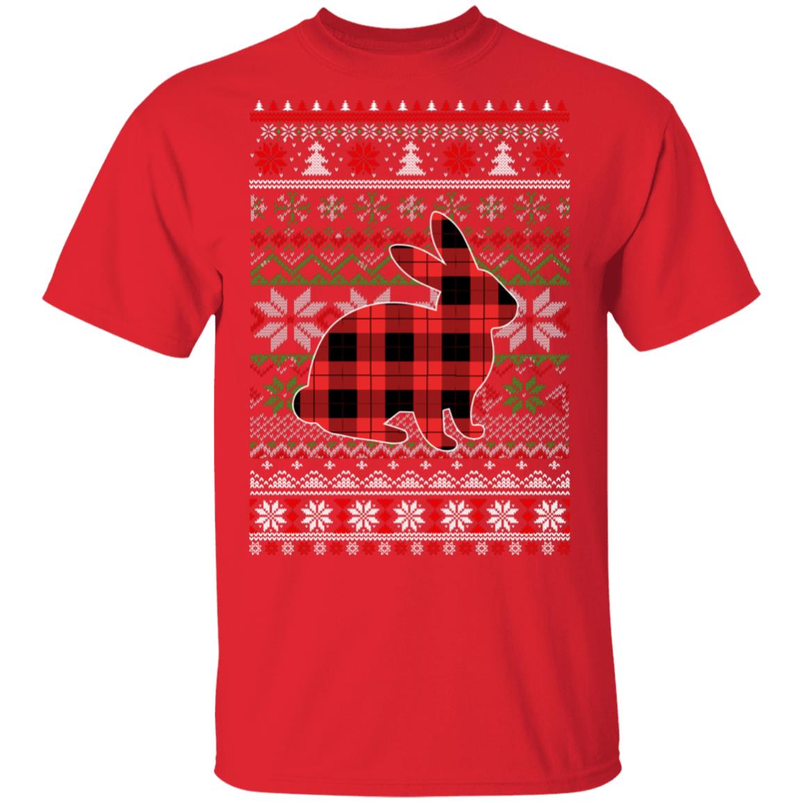 Rabbit Red Plaid Ugly Christmas Sweater Funny Gifts T-Shirt & Sweatshirt | Teecentury.com