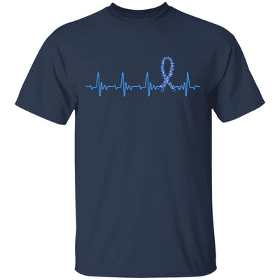 Colon Cancer Awareness Blue Ribbon Heartbeat T-Shirt & Hoodie | Teecentury.com
