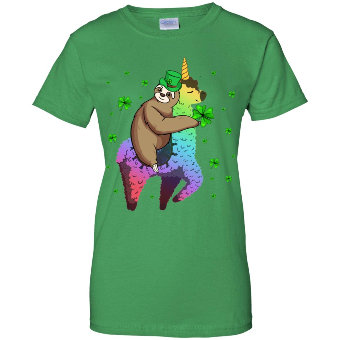 Leprechaun Sloth Riding Llama Unicorn St Patricks Day T-Shirt & Hoodie | Teecentury.com