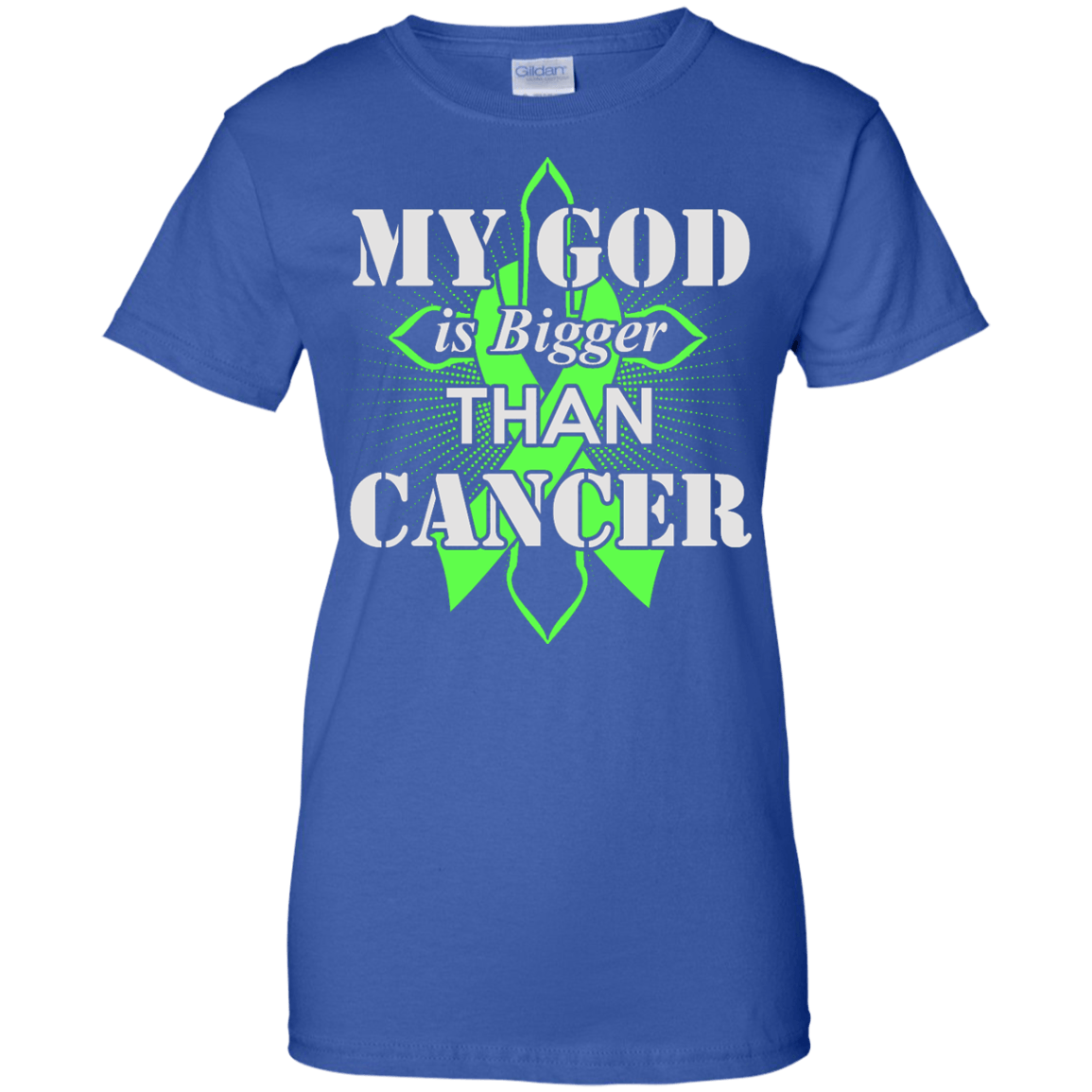My God Is Bigger Than Cancer Green Awareness Ribbon T-Shirt & Hoodie | Teecentury.com