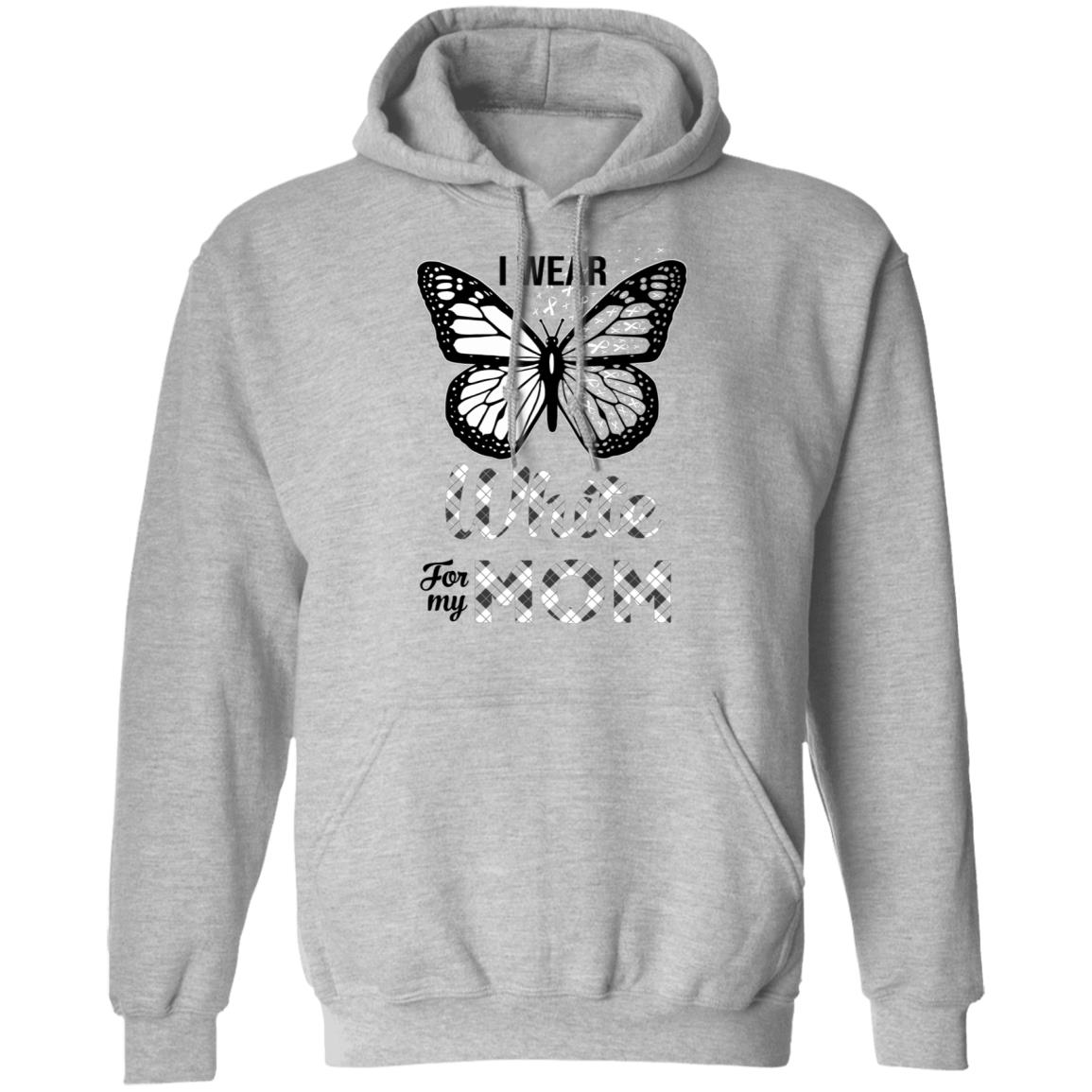 I Wear White For My Mom Butterfly Lung Cancer Awareness T-Shirt & Hoodie | Teecentury.com