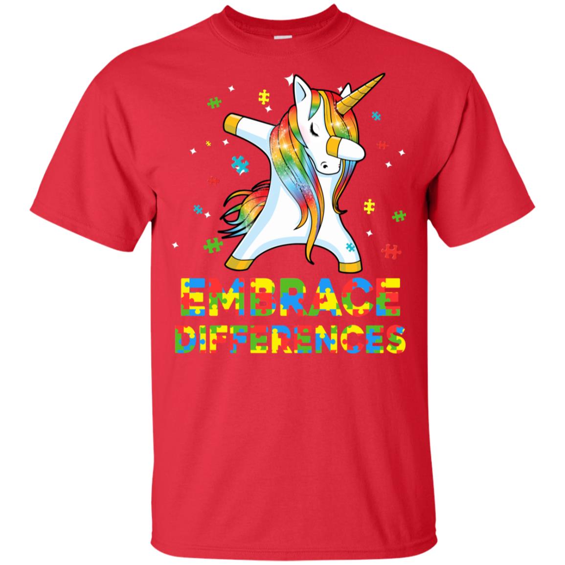Dabbing Unicorn Autism Awareness Embrace Differences Youth Youth Shirt | Teecentury.com
