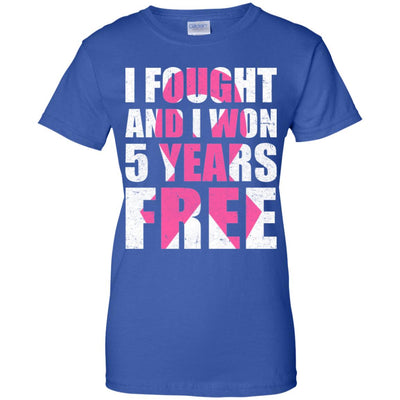 I Fought An I Won 5 Years Free Fight Support Breast Cancer T-Shirt & Hoodie | Teecentury.com