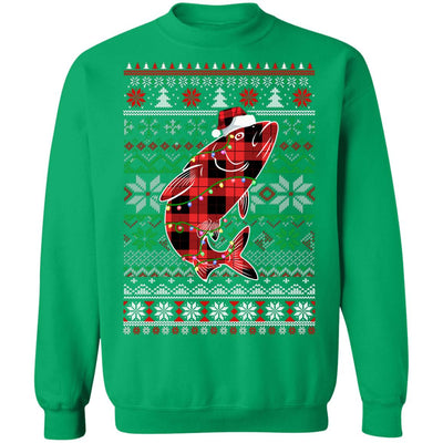 Red Plaid Buffalo Fish Pajamas Family Christmas Sweater T-Shirt & Sweatshirt | Teecentury.com