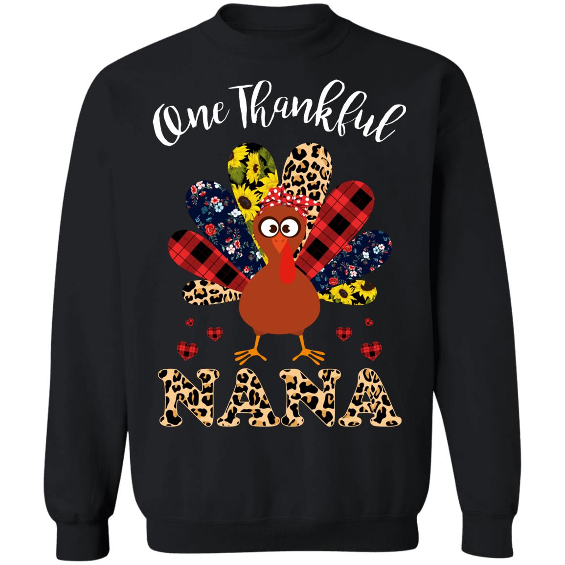 One Thankful Nana Leopard Turkey Thanksgiving Gift T-Shirt & Sweatshirt | Teecentury.com