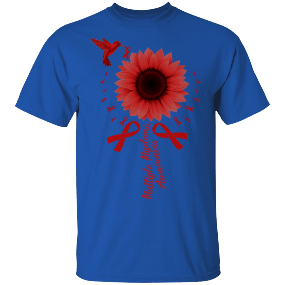 Hummingbird Sunflower Burgundy Multiple Myeloma Awareness T-Shirt & Hoodie | Teecentury.com