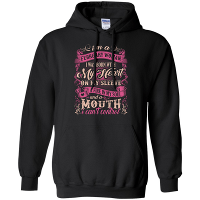 I Am A February Woman I Was Born With My Heart On My Sleeve T-Shirt & Hoodie | Teecentury.com