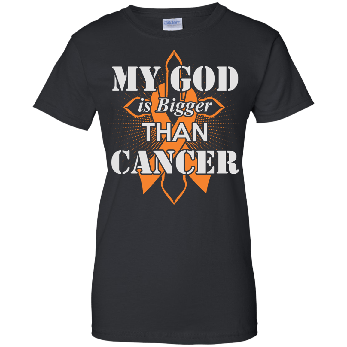 My God Is Bigger Than Cancer Orange Awareness Ribbon T-Shirt & Hoodie | Teecentury.com