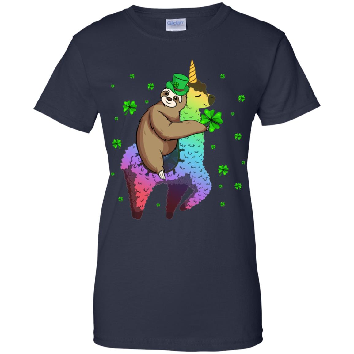 Leprechaun Sloth Riding Llama Unicorn St Patricks Day T-Shirt & Hoodie | Teecentury.com
