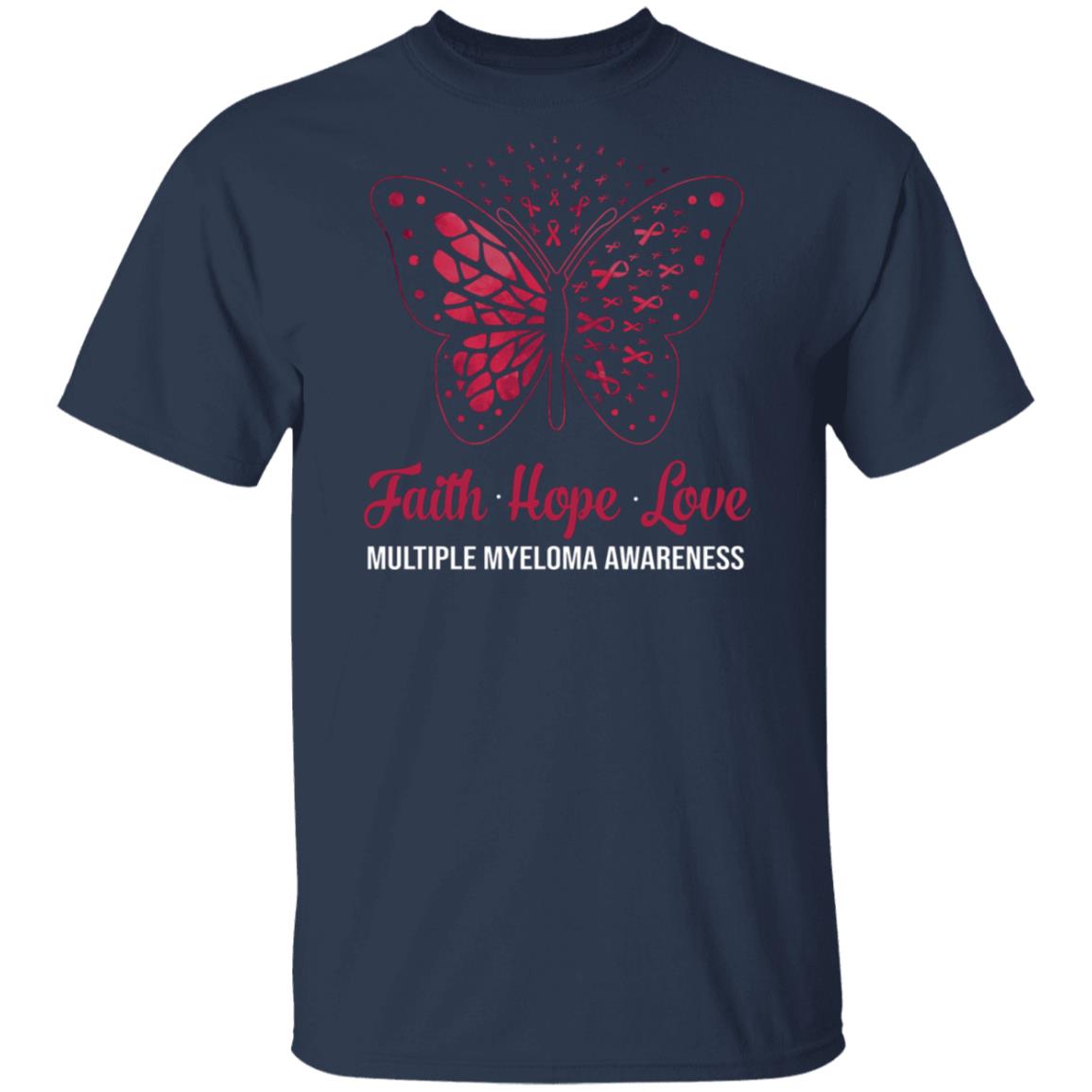 Faith Hope Love Butterfly Multiple Myeloma Awareness T-Shirt & Hoodie | Teecentury.com