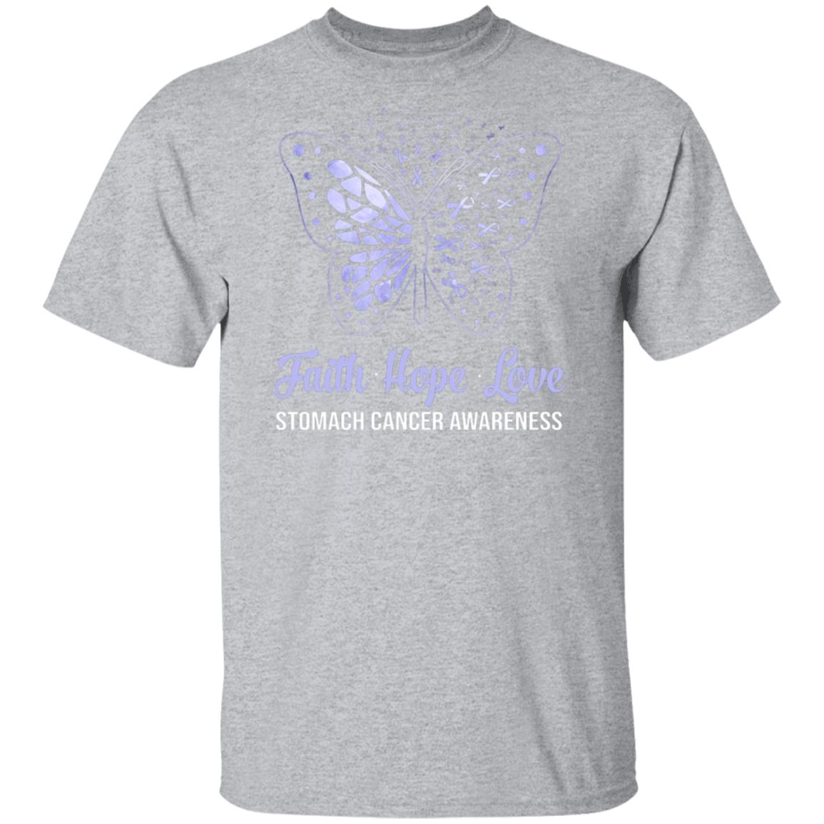 Faith Hope Love Periwinkle Butterfly Stomach Cancer Awareness T-Shirt & Hoodie | Teecentury.com