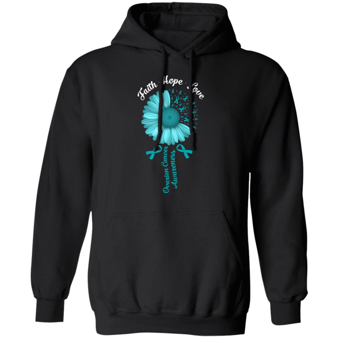 Faith Hope Love Teal Ribbon Ovarian Cancer Awareness T-Shirt & Hoodie | Teecentury.com