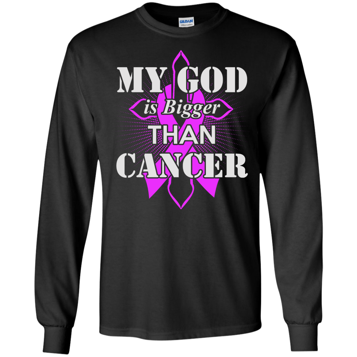 My God Is Bigger Than Cancer Purple Awareness Ribbon T-Shirt & Hoodie | Teecentury.com
