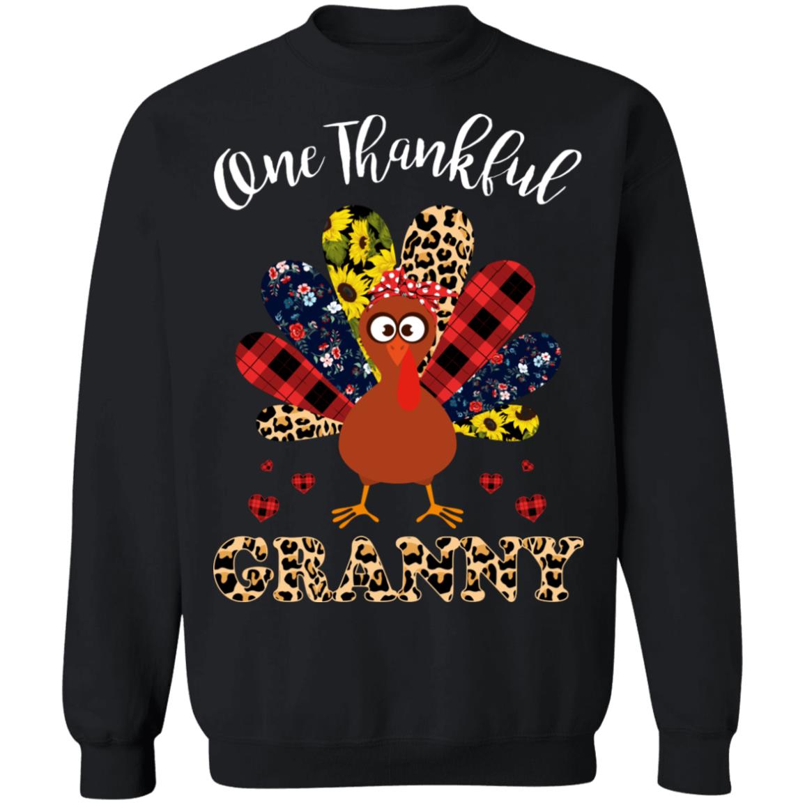 One Thankful Granny Leopard Turkey Thanksgiving Gift T-Shirt & Sweatshirt | Teecentury.com