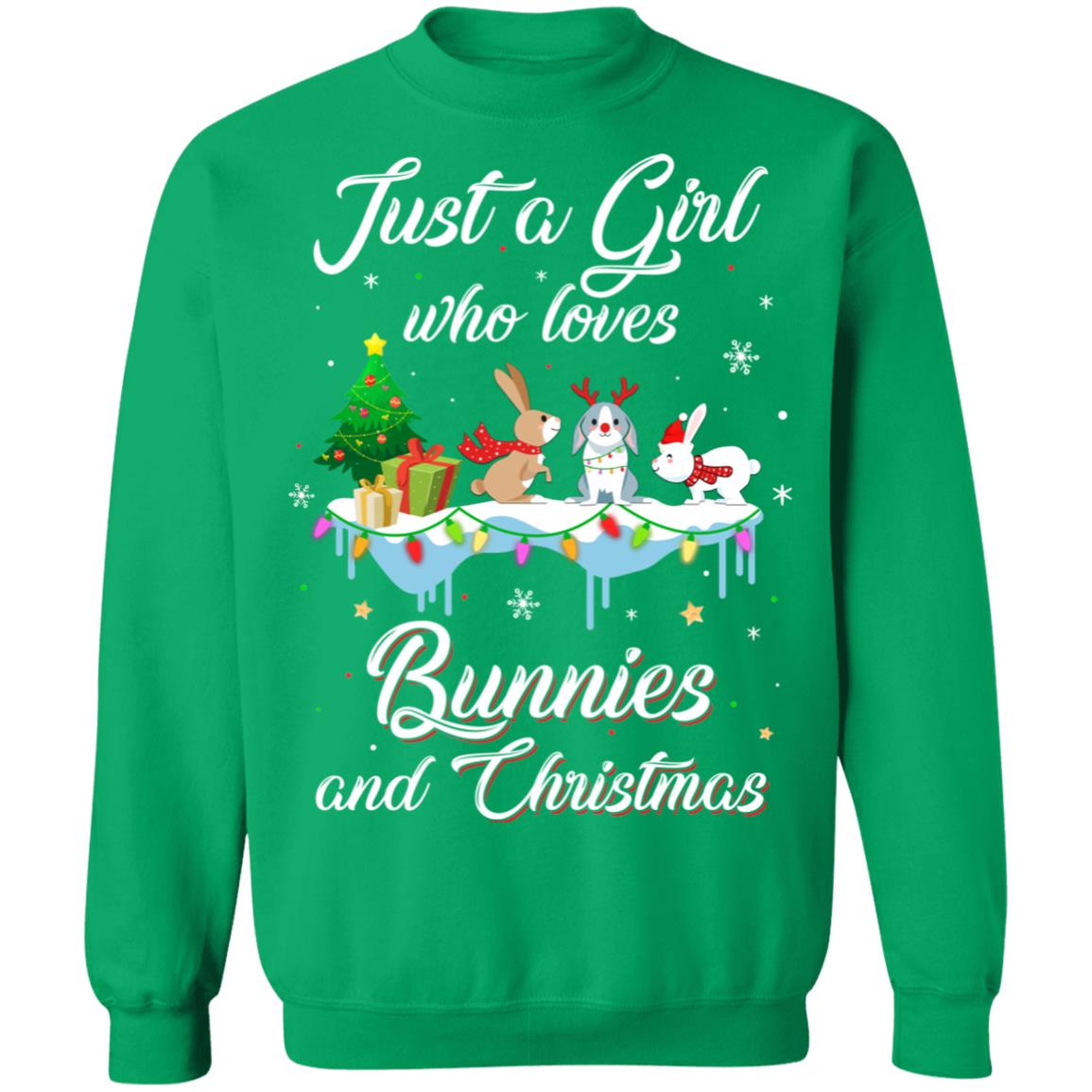 Just A Girl Who Loves Bunnies And Christmas Bunny Lover T-Shirt & Sweatshirt | Teecentury.com