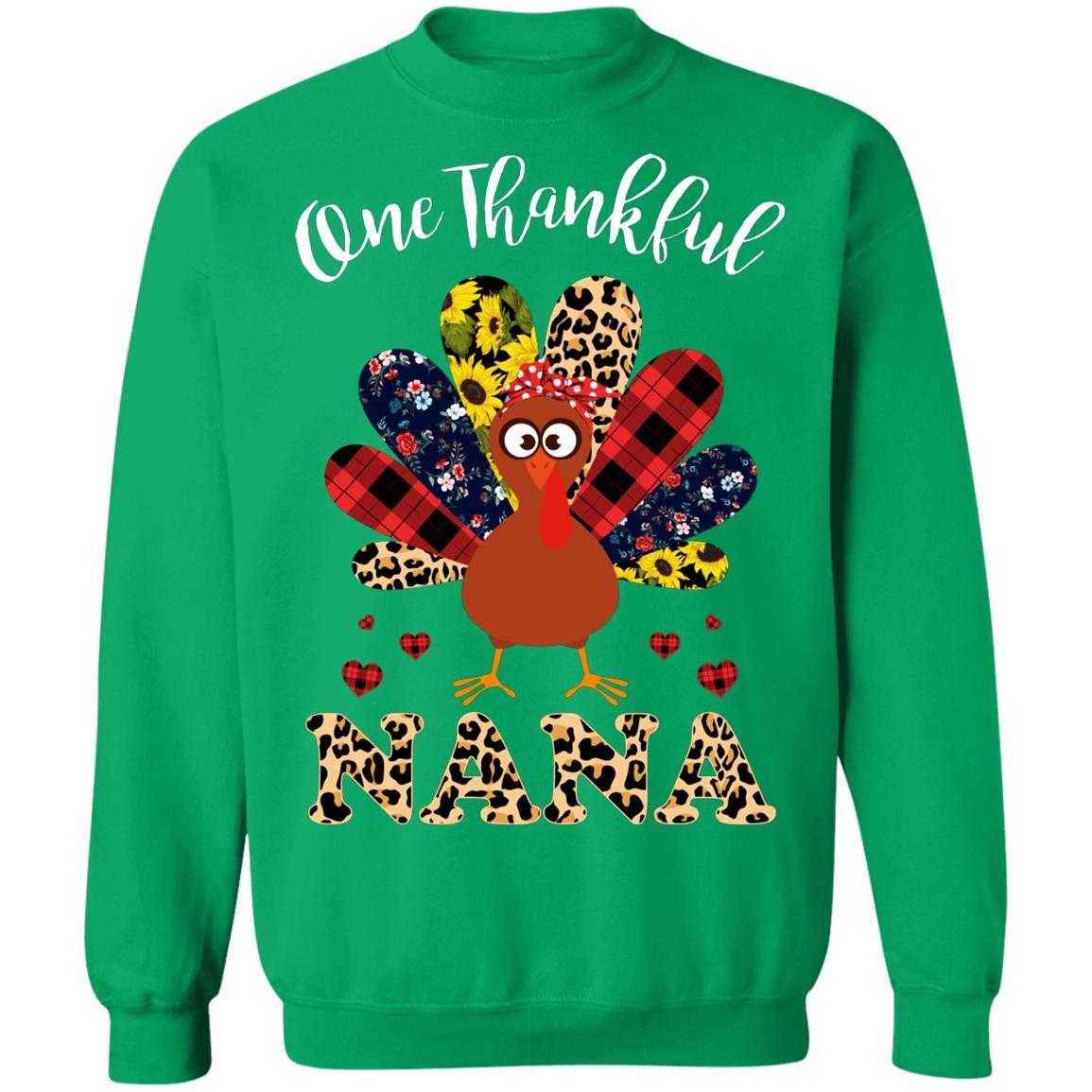 One Thankful Nana Leopard Turkey Thanksgiving Gift T-Shirt & Sweatshirt | Teecentury.com