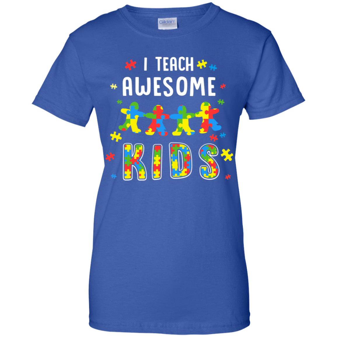 I Teach Awesome Kids Autism Awareness Puzzle Teacher T-Shirt & Hoodie | Teecentury.com