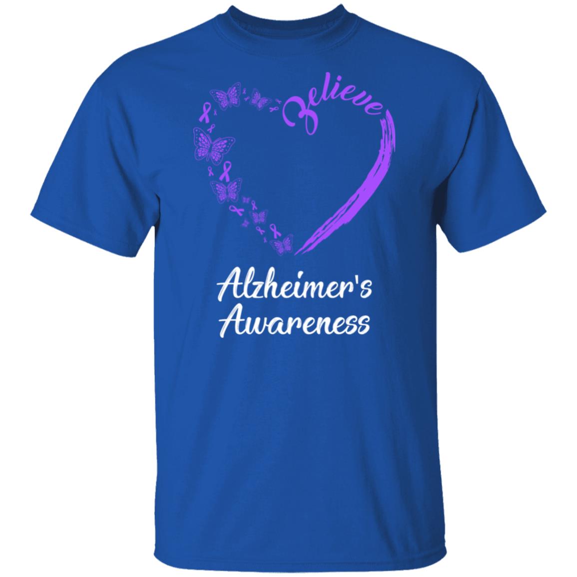 Butterfly Believe Alzheimer's Awareness Ribbon Gifts T-Shirt & Hoodie | Teecentury.com