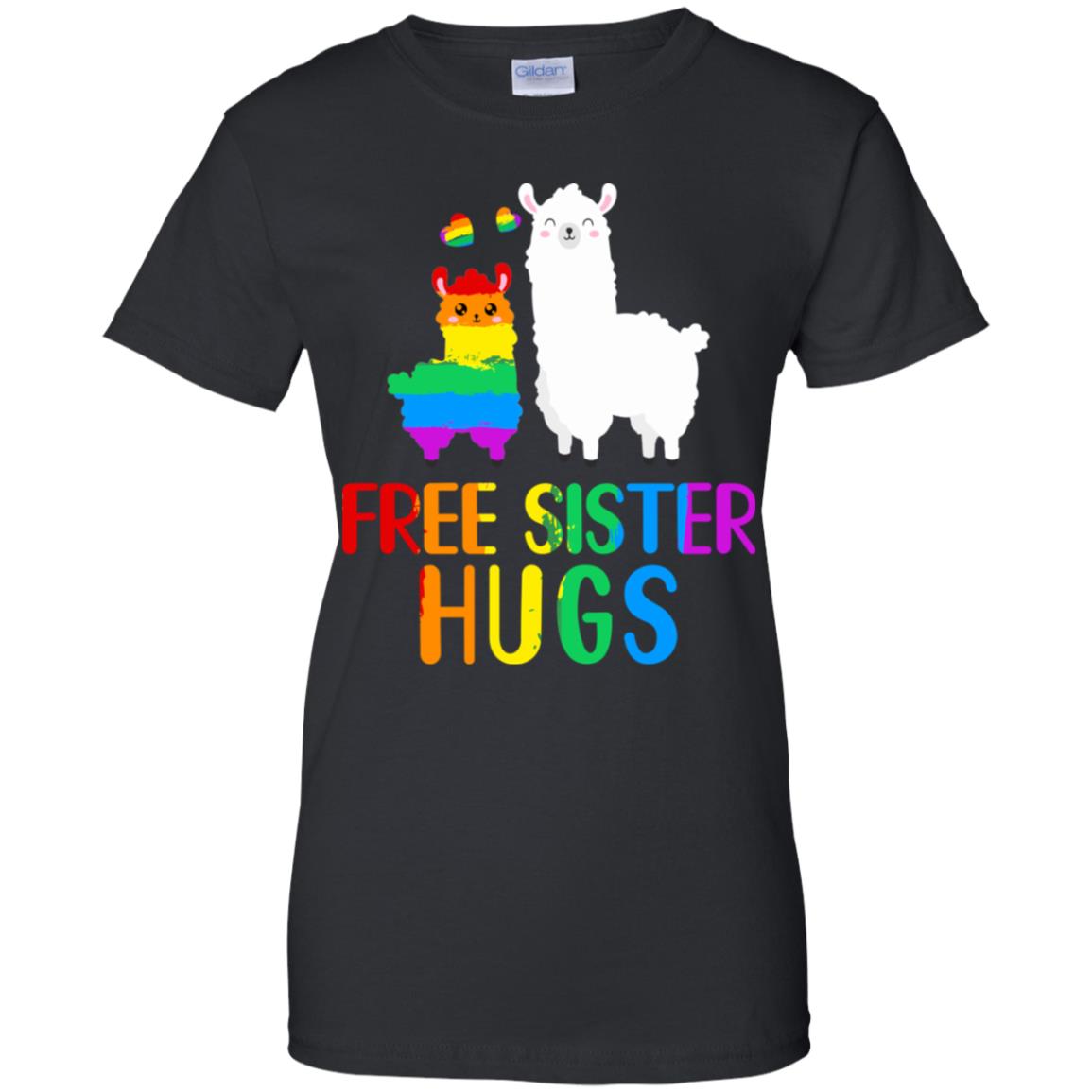 Free Sister Hugs Llama Rainbow Heart LGBT Pride Month T-Shirt & Hoodie | Teecentury.com