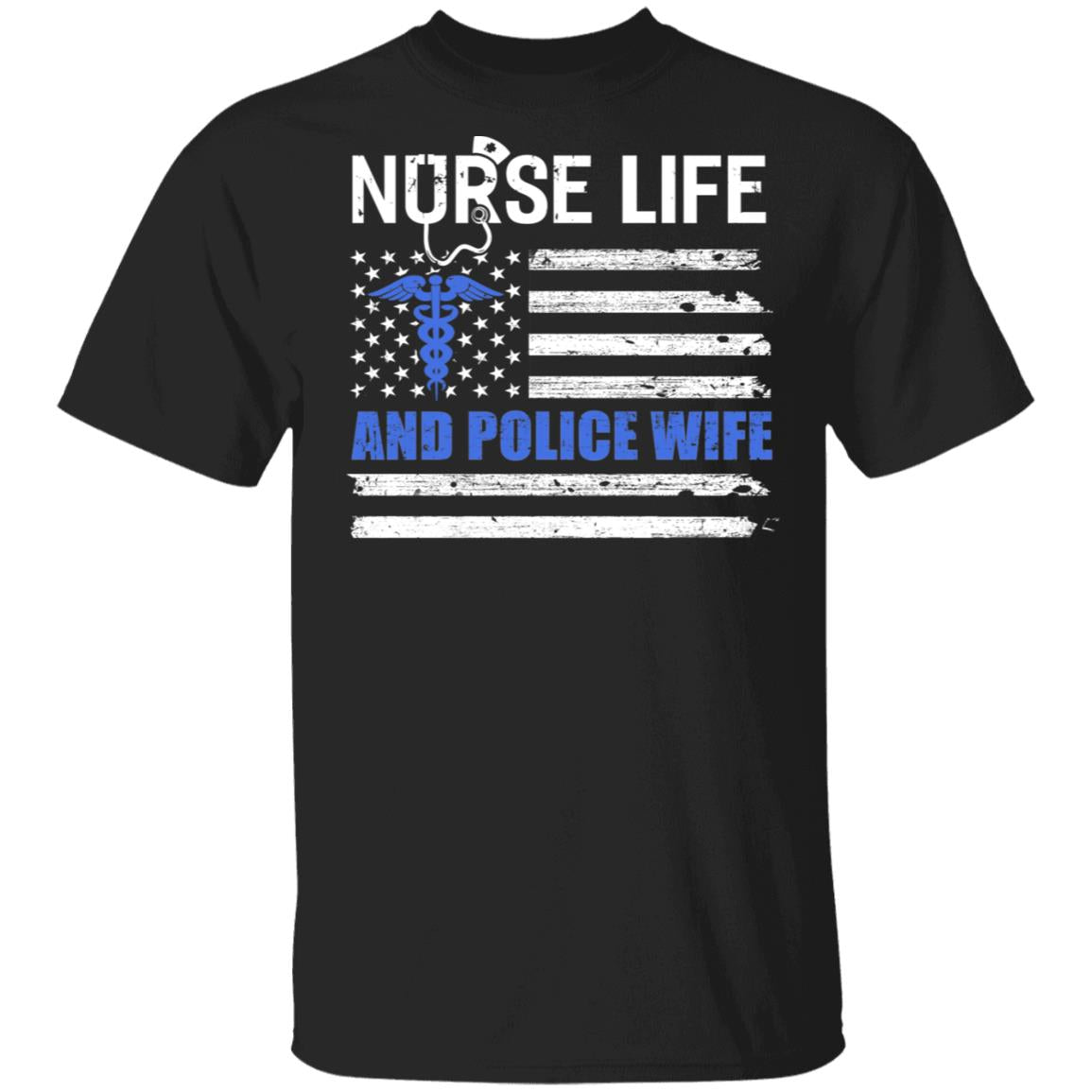 Nurse Life And Police Wife American Flag Vintage Women Gift T-Shirt & Hoodie | Teecentury.com