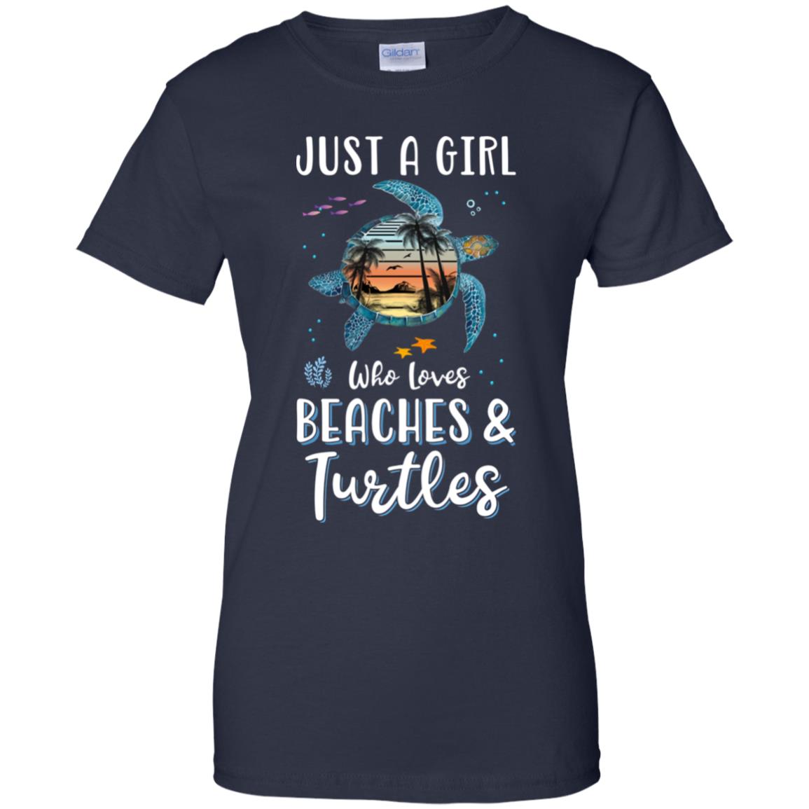 Just A Cute Girl Who Loves Turtles And Beaches T-Shirt & Tank Top | Teecentury.com