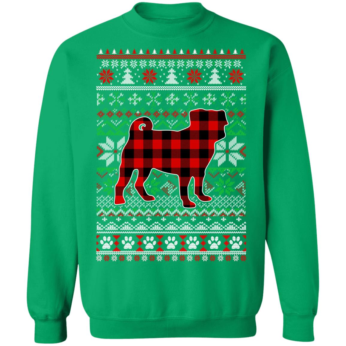 Pug Red Plaid Ugly Christmas Sweater Gifts T-Shirt & Sweatshirt | Teecentury.com