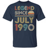 Legend Since July 1990 Vintage 32th Birthday Gifts T-Shirt & Hoodie | Teecentury.com