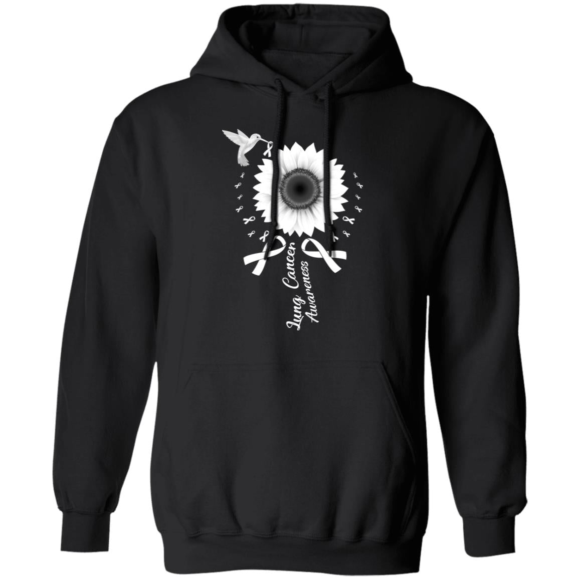 Hummingbird Sunflower White Ribbon Lung Cancer Awareness T-Shirt & Hoodie | Teecentury.com