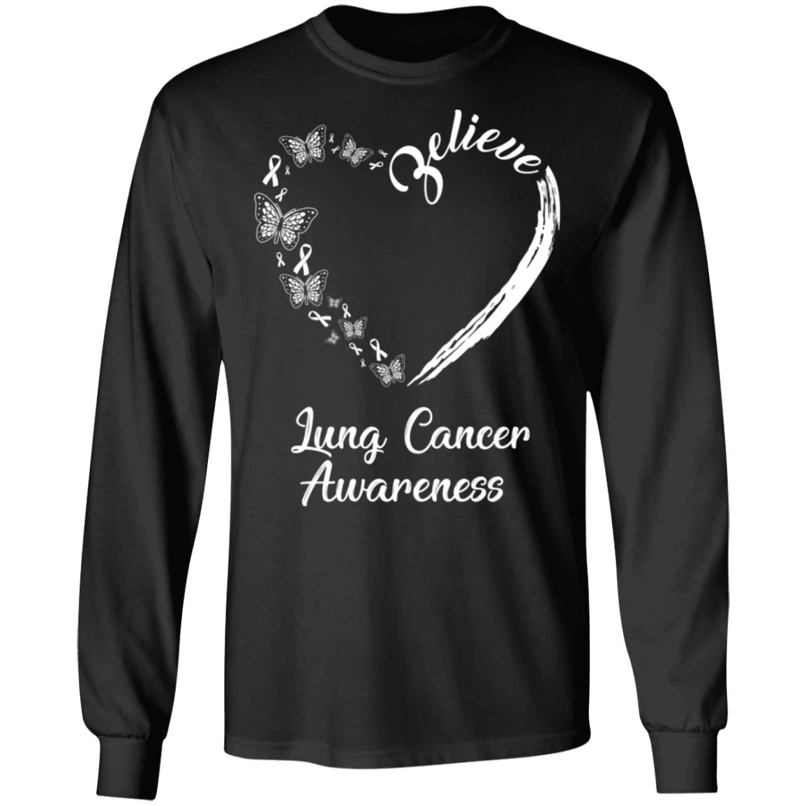 Butterfly Believe Lung Cancer Awareness Ribbon Gifts T-Shirt & Hoodie | Teecentury.com