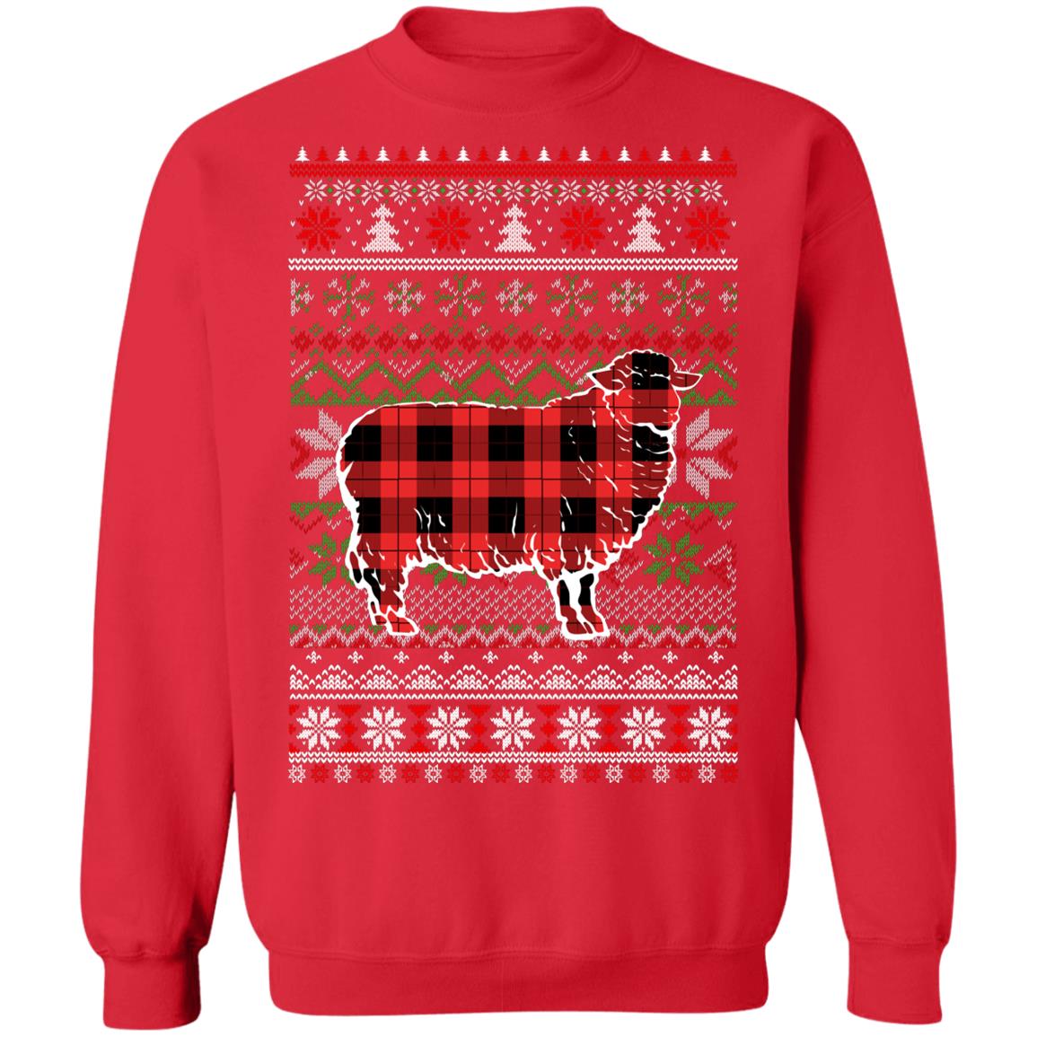 Sheep Red Plaid Ugly Christmas Sweater Funny Gifts T-Shirt & Sweatshirt | Teecentury.com