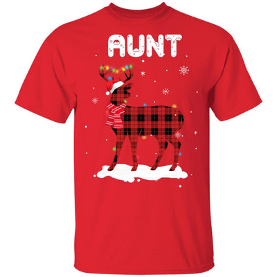 Aunt Deer Red Plaid Christmas Family Matching Pajamas T-Shirt & Sweatshirt | Teecentury.com