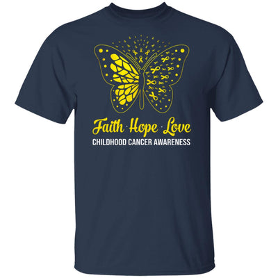 Faith Hope Love Gold Butterfly Childhood Cancer Awareness T-Shirt & Hoodie | Teecentury.com